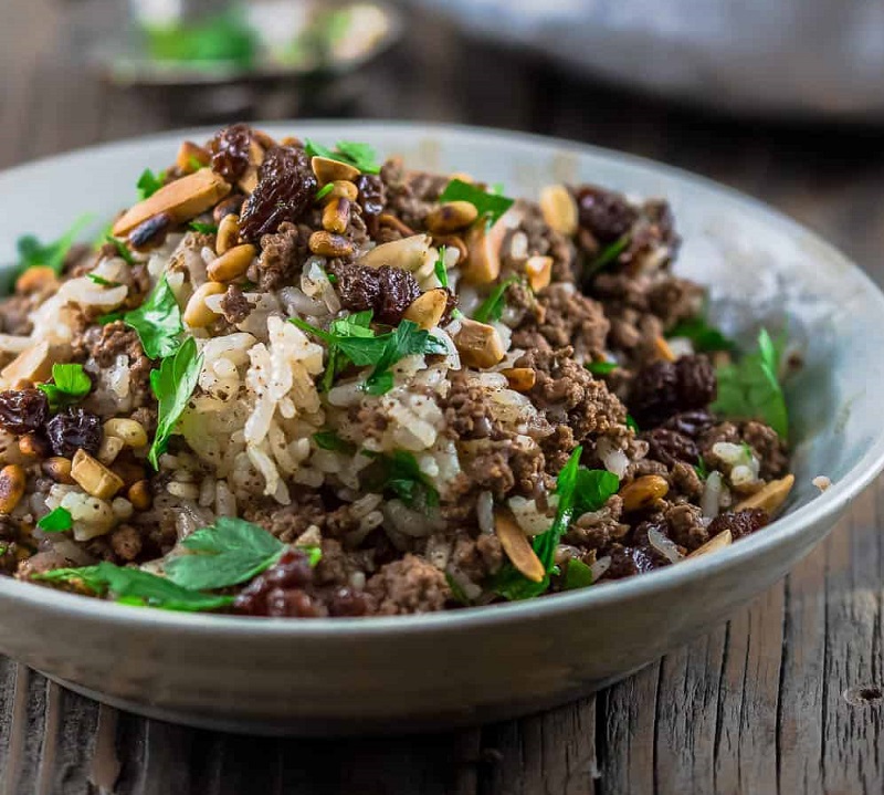 Arroz con Frutos secos y Carne molida - Recetas Judias